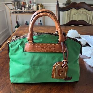 Dooney & Bourke Mini Bag. Green with Leather Trim.